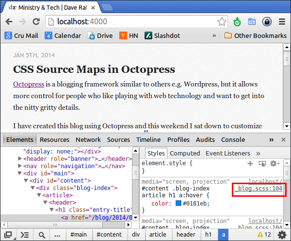 Chrome Dev. Tool with CSS Source Maps