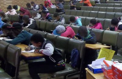 Kids taking pre-test